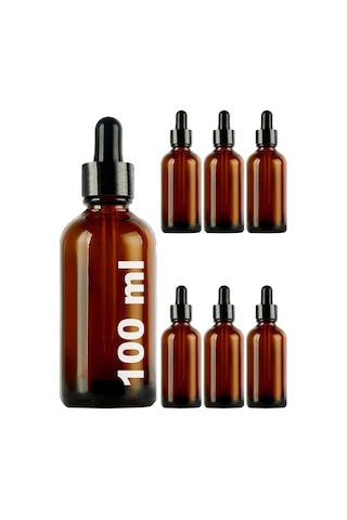 Lexroo 100 Ml Metal Kapaklı Damlalık Dropper Şişesi Serum 100 Cc Cam Şişe 6 Adet Çok Renkli