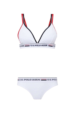 U.S. Polo Assn. Kadın Beyaz Büstiyer Slip Takım 66254 Beyaz