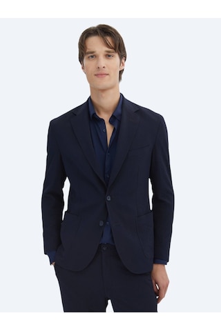 Kip Lacivert Desenli Modern Fit Takım Elbise Lacivert