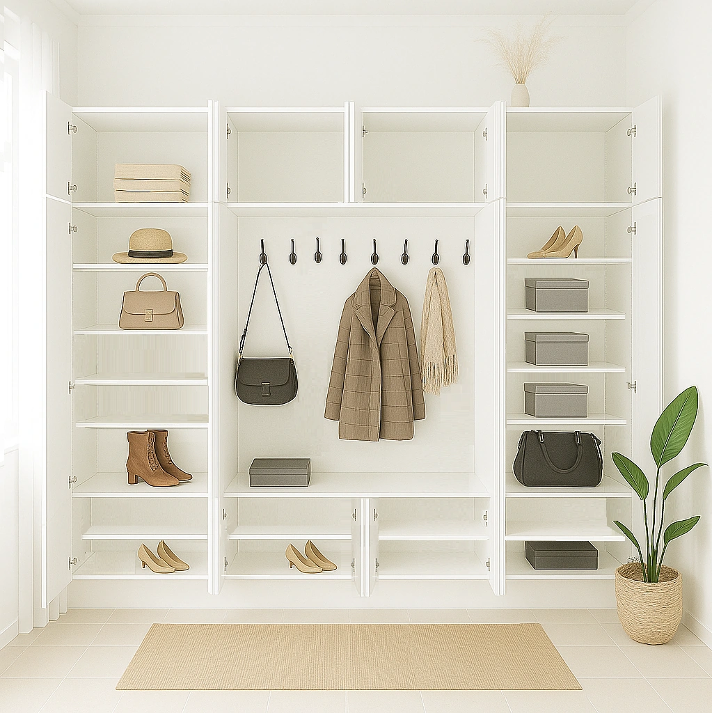 Ezel Portmanto Kapaklı, Raflı, Askılı Vestiyer