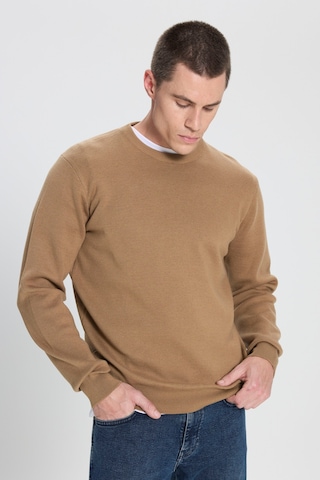 Regular Fit Normal Kesim Bisiklet Yaka Bej Triko Kazak W242724614 Bej