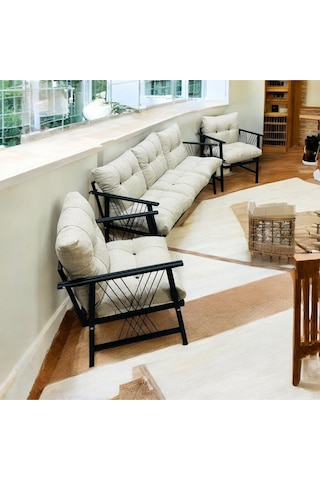 Lüx Bahçe Balkon Mobilyası , Koltuk Takımı , Cafe 3-1-1 Takım Krem