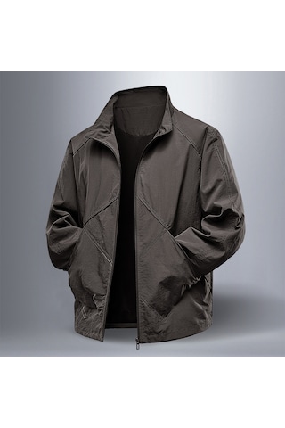 Kırışıklık Önleyici Kumaş Dik Yaka Su İtici Baharlık Erkek Ceket Mont Kahverengi