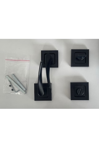 Siyah Kare Brawo Wc Kapı Kolu Ön - Arka Takım