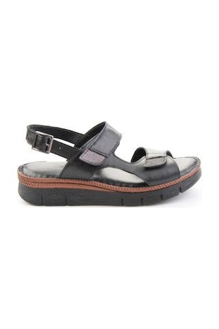 Siyah Hakiki Deri Kadın Sandalet K05296103003