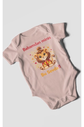 Morivokids Babadan Miras Bu Sevda Kısa Kollu Bebek Body Pastel Pembe