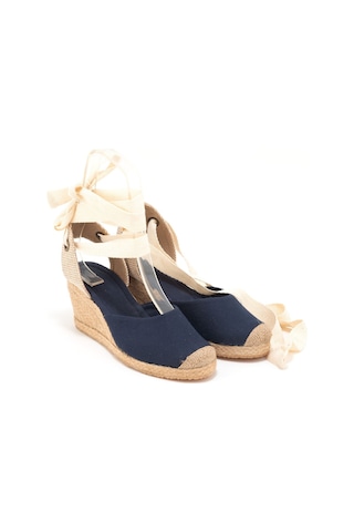 Star Tombis Gerçek Elişi Ipli Espadril Dolgu Topuk Keten Espadril Handmade Lacivert