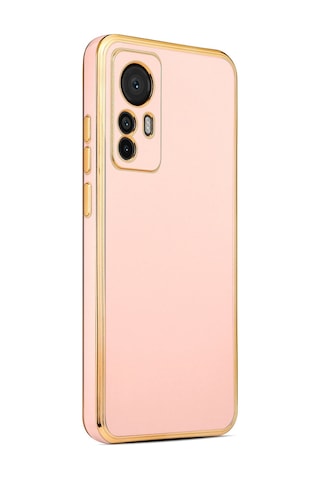 Xiaomi Uyumlu Mi 12t Pro Kılıf Zore Kenarı Gold Renk Silikon Bark Kapak