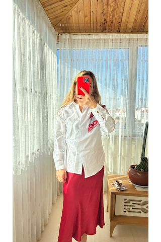 Elif Tarakçı Butik Beyaz Poplin Gömlek Beyaz