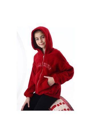 Toontoy Kız Çocuk Peluş Hırka Bordo