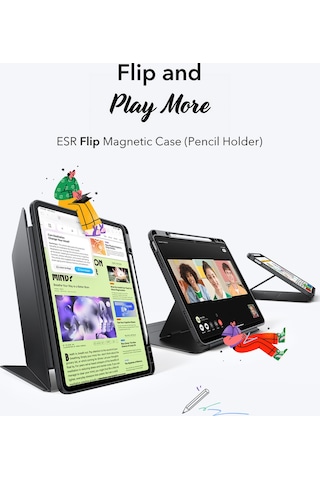 iPad Uyumlu Air 13 M2-m3 2025 Flip Kalem Kontrol Kılıf Kapaklı Kılıf