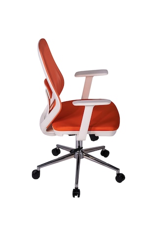Ofisbazaar Dali Beyaz Fileli Çalışma Koltuğu Ergonomik Şef Ve Toplantı Koltuğu Turuncu Turuncu