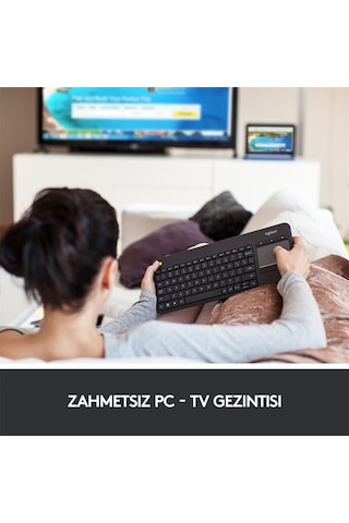 LOGITECH K400 PLUS KABLOSUZ TOUCH KLAVYE-SİYAH 920-007149