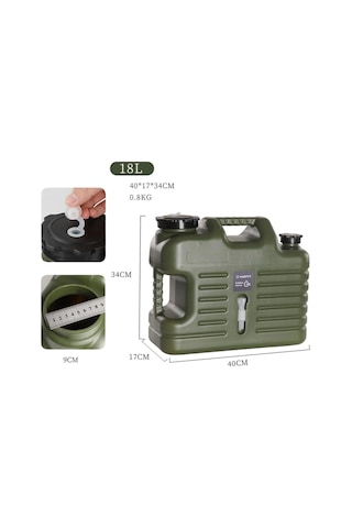Musluklu Su Bidonu - Madfox Galon Air Pe - 18 Litre - Yeşil - 547309