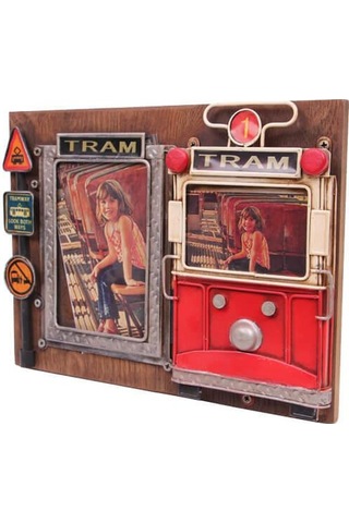 Kenpazar Dekoratif Metal Çerçeve Tramvay Dekorlu Vintage Hediyelik