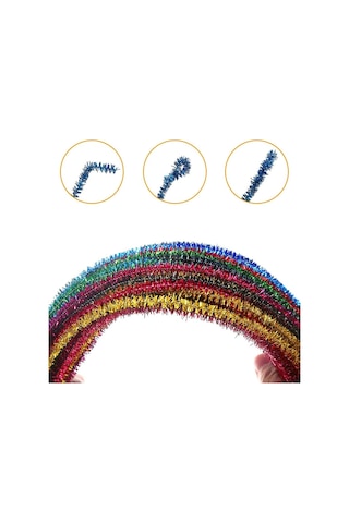 Sanatsal Kağıt Şönil 30 Cm Simli 15'li Karışık Kağıt Ürünleri