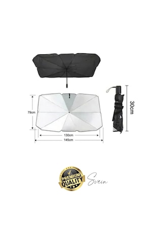 Premium Büyük Boy Titanyum Tüm Araçlarla Uyumlu Geçirmez Dayanıklı Araç İçi Ön Cam Şemsiye Güneşlik