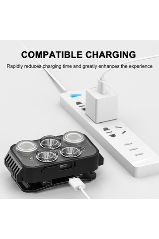 Jeemson 3 Led Şarj Edilebilir Kafa Lambası - 900mah Pil, Usb Şarj, Kırmızı/beyaz Işık, Siyah 10x6x7cm Çok Renkli