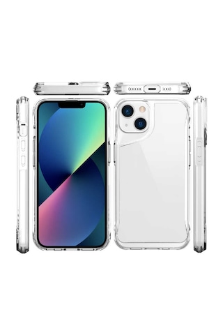 Apple Uyumlu iPhone 15 Kılıf Köşe Korumalı Şeffaf Zırhlı Sert Kapak