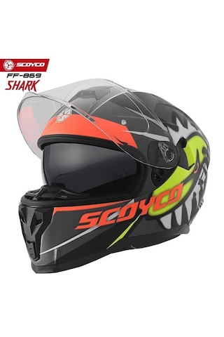 Scoyco 869 Shark Full Face Ece Onaylı Vizörlü Motosiklet Kaskı