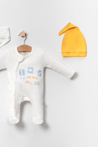 Babydonat Araba Desenli Sarı 4'lü Erkek Bebek Tulumu Sarı