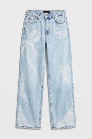 Itsbasic Kadın Ice T-4s6-3 Straight Fit Taş Ve Dantel Detaylı Özel Tasarım Denim Jean Buz Mavi