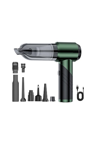 Suıtu St-6670 El Küçük Fırçasız Emiş Gücü Katlanabilir Akülü Araç Süpürgesi Koyu Yeşil