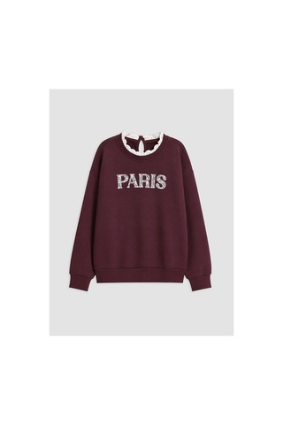 Lc Waikiki Alıta Cıty Farkıyla Lcw Kids Mürdüm Kalın Paris Baskılı Kız Çocuk Sweatshirt Murdum - 929805297 Murdum