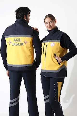 Acil Sağlık Unisex Kışlık Yelek - Sarı Sarı