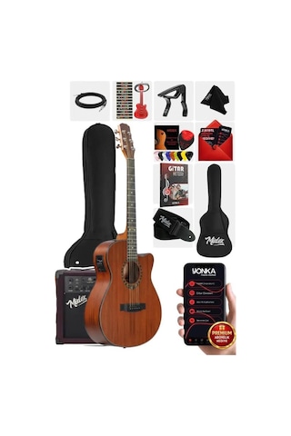Midex Phx Pro-amp Amfili Yüksek Kaliteli Masif Elektro Akustik Gitar Seti 1 Adet
