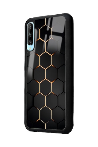 Huawei P Smart Pro Yellow Carbon Tasarımlı Glossy Telefon Kılıfı Çok Renkli