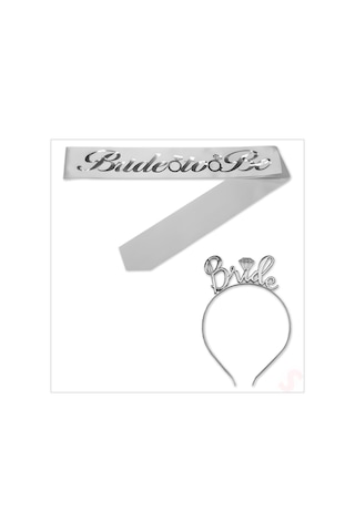 Bride To Be Kuşak Ve Bride Metal Taç Seti - Gümüş