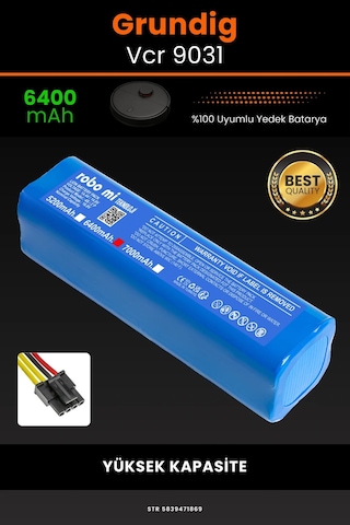Grundig Uyumlu Vcr 9031 6400mAh Robot Süpürge Bataryası