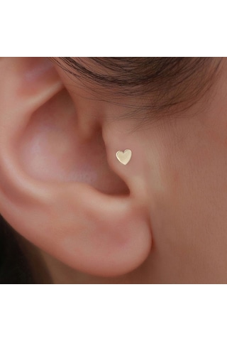 14 Ayar Altın Kalp Tragus Piercing Sarı