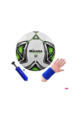 Regateador Sentetik Deri Halı Saha Futbol Topu 5 Numara El Dikişli + Pompa + Havlu Bileklik Yeşil
