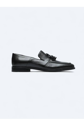 Siyah Deri Klasik Loafer Siyah