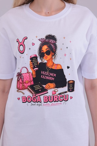 Boğa Burcu Tişört Beyaz