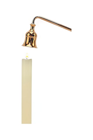 Sabit Başlıklı Metal Rose Gold 23 Cm Dekoratif Çan Dizayn Saplı Mum Söndürücü Mt280sr
