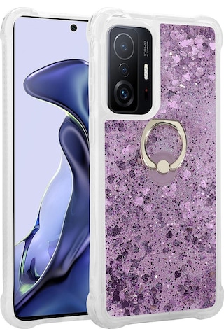 Xiaomi Uyumlu Mi 11t Pro 5g Kılıf Zore Simli Sıvılı Yüzüklü Milce Kapak