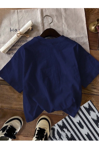Unisex Canavarlar Baskılı Tasarım Tshirt Lacivert