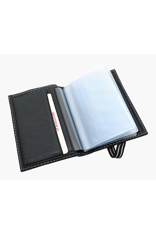 Westpolo Hakiki Deri Bol Şeffaf Kart Bölmeli Lastikli Unisex Kartlık - Gri Gri