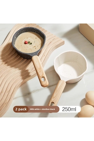 Xiyyadms Evde Kullanım İçin Minik Mutfak Tenceresı Seti 2 Adet - Mefit Kaplama, Sıvı Yağlandırabilir, Omlet/bezelye Pişirebilir, Gaz Ocağı Uyumlu Beyaz+siyah Diğer