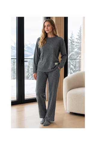 Pijamoni Kadın Bisiklet Yaka Uzun Kol Selanik Kışlık Pijama Takımı 1155-5 - 1 Adet Lacivert
