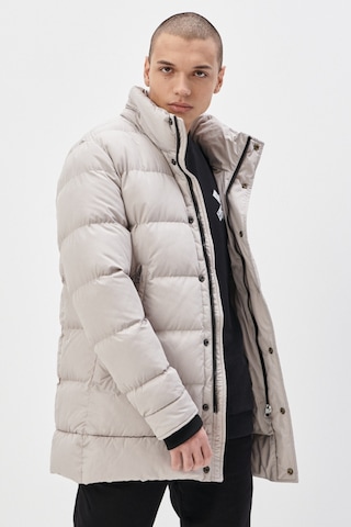 Regular Fit Normal Kesim Dik Yaka Kırık Beyaz Şişme Mont Kırık Beyaz