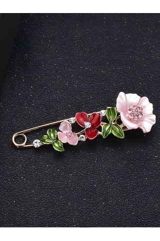 Bijoubijou Çiçekli Renkli Broş İğnesi 431759465 Altın Rengi