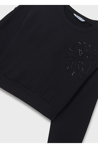 Mayoral Siyah Kız Çocuk Pul Detaylı Sweatshirt 7421 Siyah
