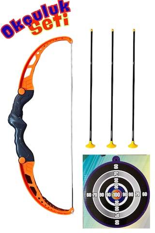 Okçuluk Seti Çocuk Okçuluk Oyunu 3 Ok Ve Hedef Tahtalı Kutulu Turuncu