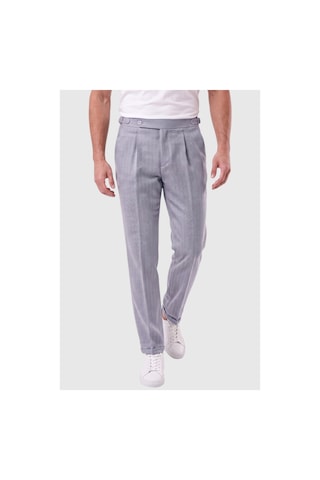 Deepsea Erkek Mavi Safari Ceketli Slim Fit 2'li Takım Elbise Pileli Duble Paça Pantolon 2600723