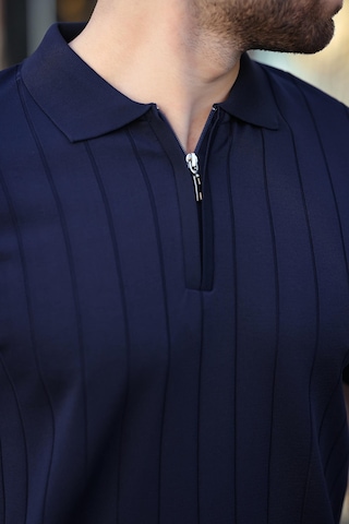 Madmext Madmext Lacivert Polo Yaka Fermuarlı Erkek T-shirt E7298 Lacivert