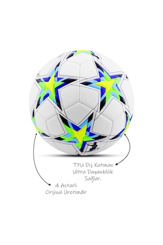 Telvesse Futbol Topu Şampiyonlar Ligi Pompalı Sert Zemin Halı Saha Futbol Topu No:5 Sarı 034 Sarı
